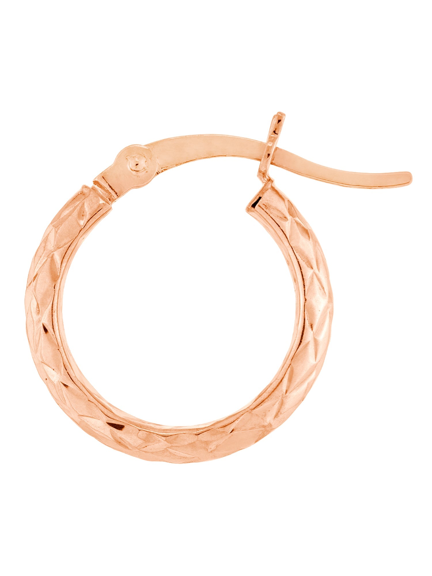 14kt Rose Gold 3x15MM Diamond Cut Hoop Earrings - slvhasitall