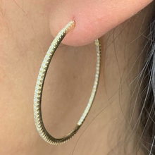 画像をギャラリービューアに読み込む, Round Hoop Earrings for Her 3/8 CTTW 14K Gold 1.25 Inches
