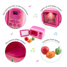 Load image into Gallery viewer, Toy Educational  Microwave and Mixing Blender Kitchen Set (Pink)
