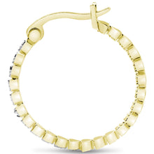 画像をギャラリービューアに読み込む, Diamond Hearts Hoop Earrings In Yellow Gold Overlay, 1 Inch For Women
