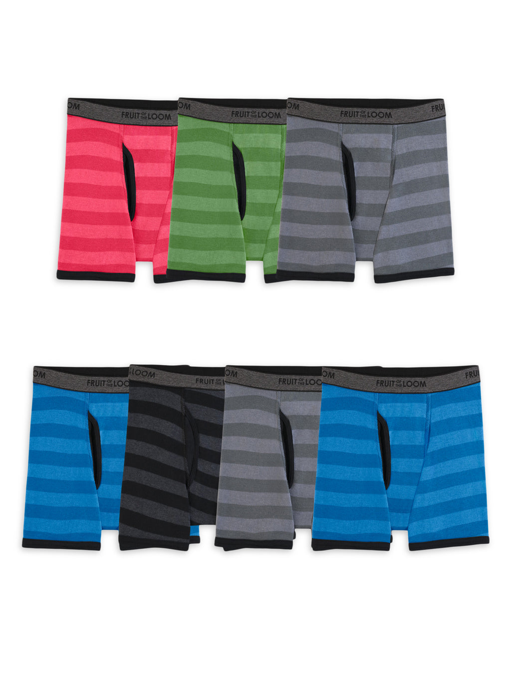 Fruit of the Loom Boys 7 Pack Striped Boxer Brief