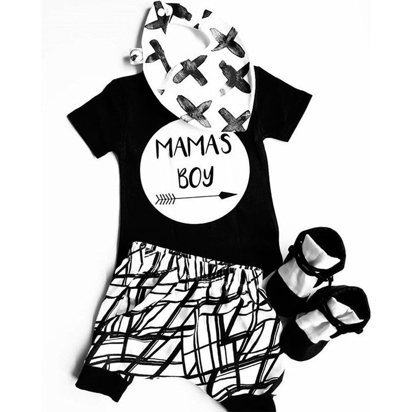 MAMA"S BOY 2pcs  Boys Short Sleeve Pants Outfits Set