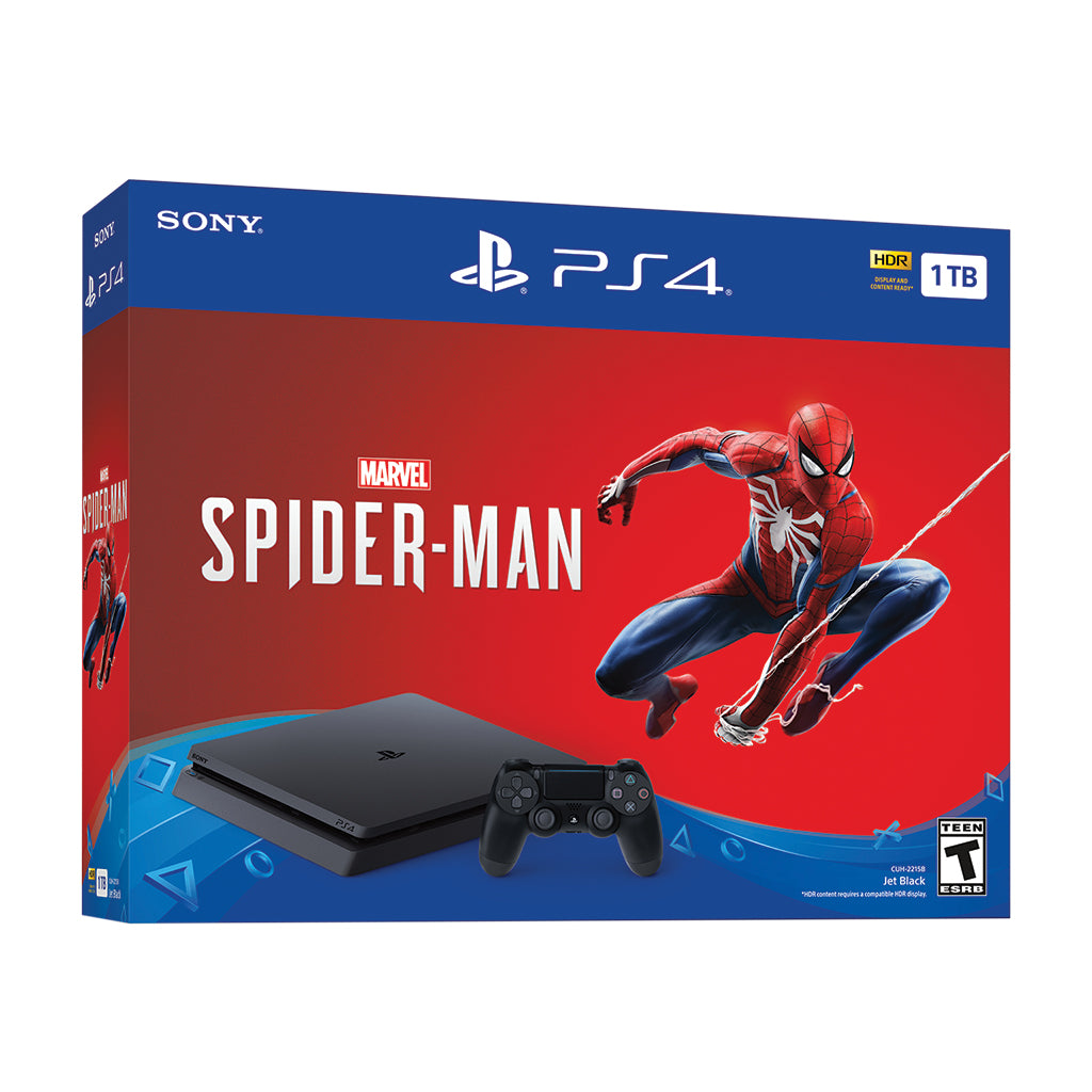Sony PlayStation 4 Slim 1TB Spiderman Bundle, Black,