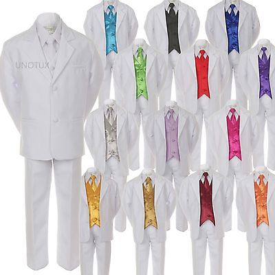 7pcs Boys Formal Wedding White Suits