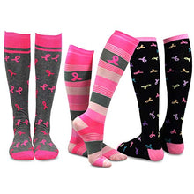 Load image into Gallery viewer, TeeHee Breast Cancer Awareness Cotton Knee High Socks
