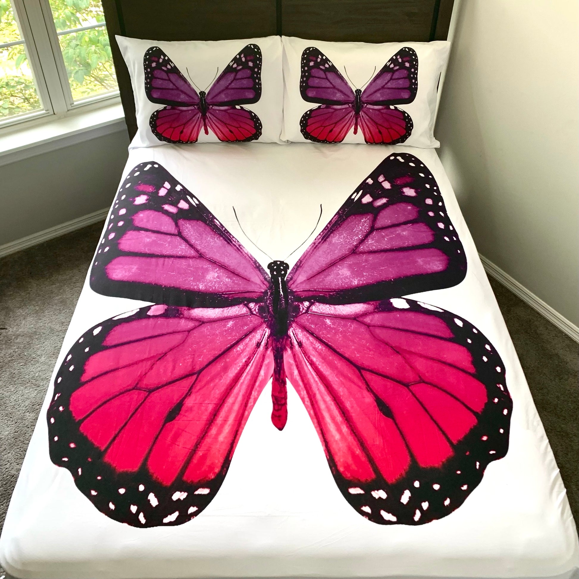 Purple Butterfly 5 PC Kids Twin Bed Set With Round Comforter