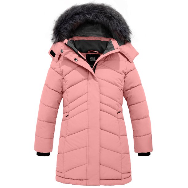 Girls' Long Puffer Jacket Windproof Thick Padded Snow Winter Coat - slvhasitall