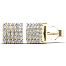 Load image into Gallery viewer, Anygolds 0.15ctw Diamond Men&#39;s Square Stud Ice Cube Earrings
