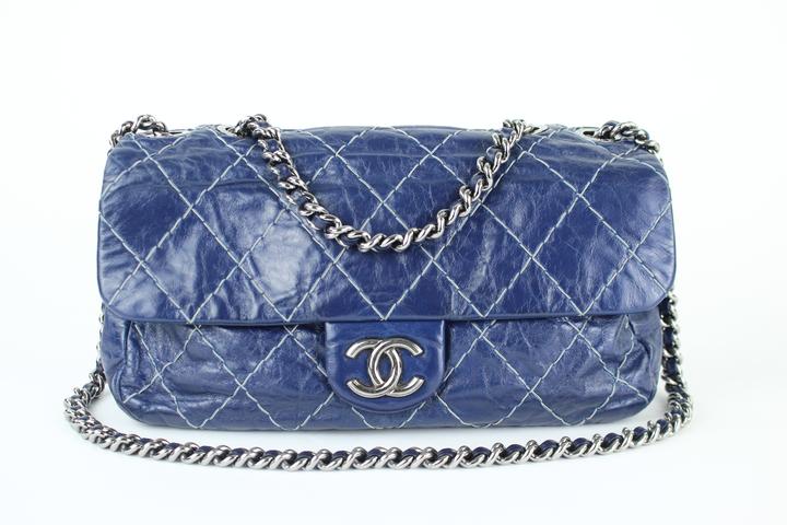Chanel Quilted Surpique Classic Flap Shoulder Bag