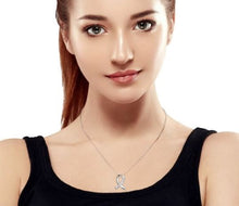 Load image into Gallery viewer, Pave Cubic Zirconia CZ Pink Ribbon Breast Cancer Survivor Pendant Necklace
