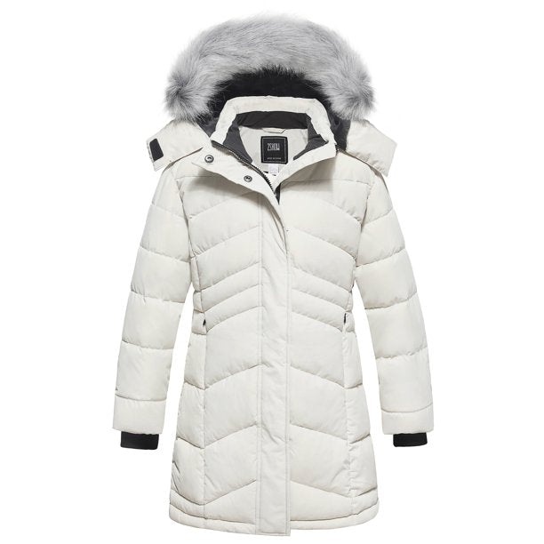 Girls' Long Puffer Jacket Windproof Thick Padded Snow Winter Coat - slvhasitall