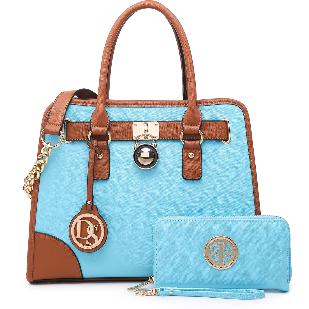 Dasein Women Handbags Top Handle Satchel Purse 2pcs