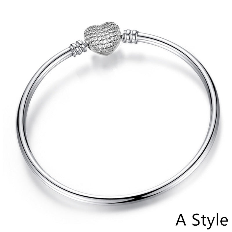 Fit Original Bracelet New Fashion 925 Sterling Silver Heart Love Snake Chain Bracelet
