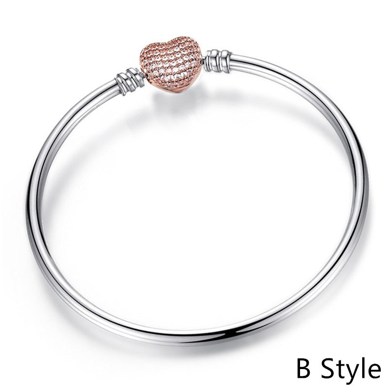 Fit Original Bracelet New Fashion 925 Sterling Silver Heart Love Snake Chain Bracelet