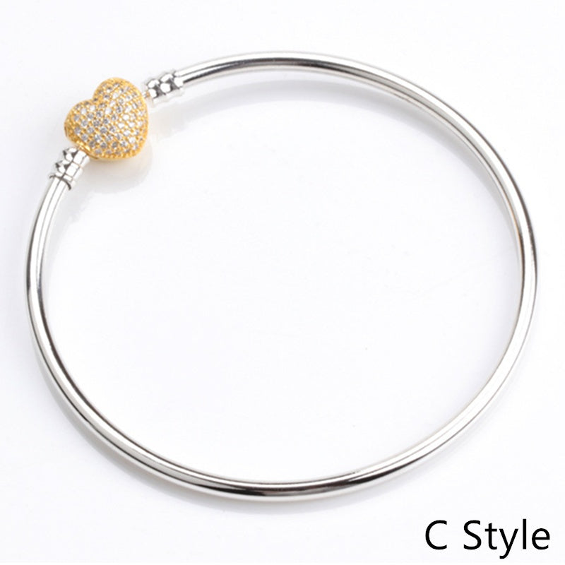 Fit Original Bracelet New Fashion 925 Sterling Silver Heart Love Snake Chain Bracelet