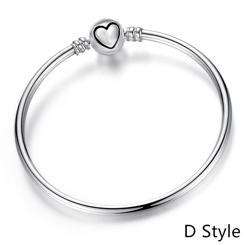 Fit Original Bracelet New Fashion 925 Sterling Silver Heart Love Snake Chain Bracelet