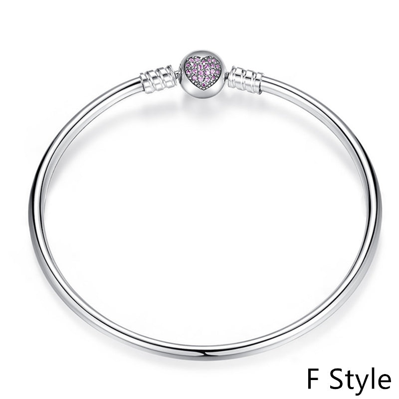 Fit Original Bracelet New Fashion 925 Sterling Silver Heart Love Snake Chain Bracelet