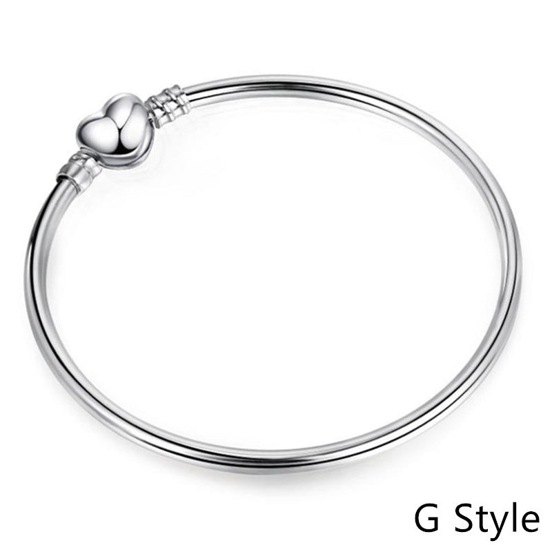 Fit Original Bracelet New Fashion 925 Sterling Silver Heart Love Snake Chain Bracelet