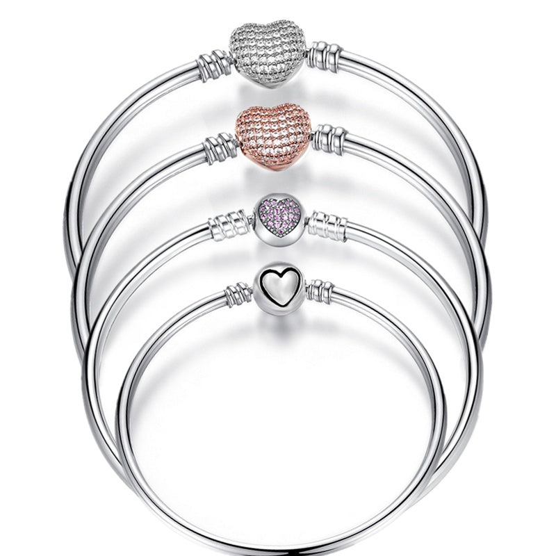 Fit Original Bracelet New Fashion 925 Sterling Silver Heart Love Snake Chain Bracelet