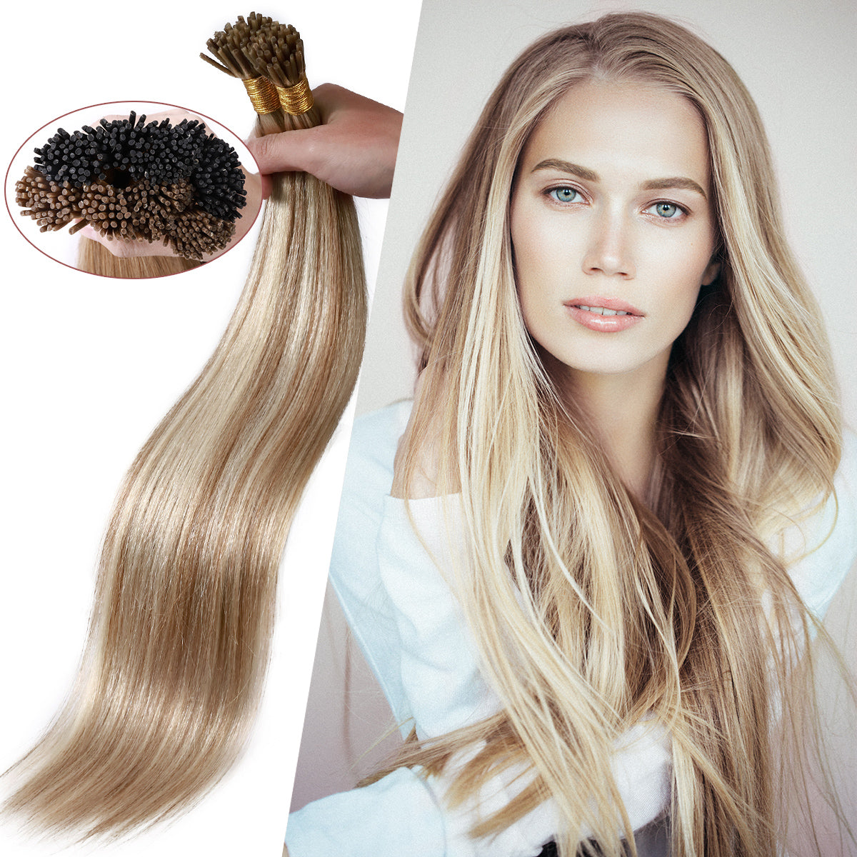 I Tip Hair Extensions Human  Highlight Remy Straight Hair Extensions
