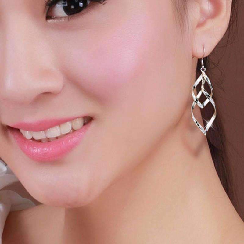 Sterling Silver Interlocking Diamond Spirals Earrings