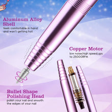 画像をギャラリービューアに読み込む, Portable Manicure Pedicure Nail File Drill Kit Set with Sanding Bands- Pink
