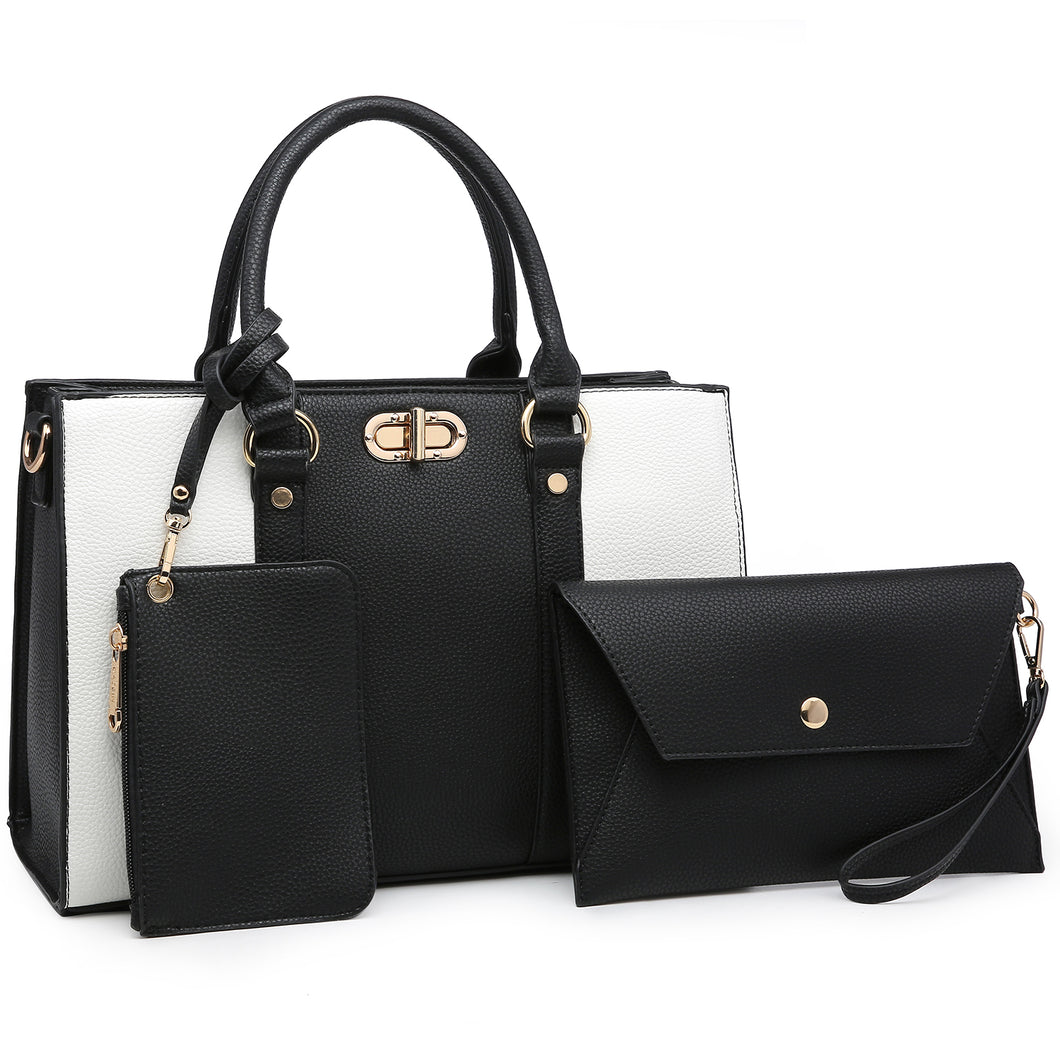 Dasein 3Pcs Set Women Fashion Satchel with Matching Wallet and Wristlet