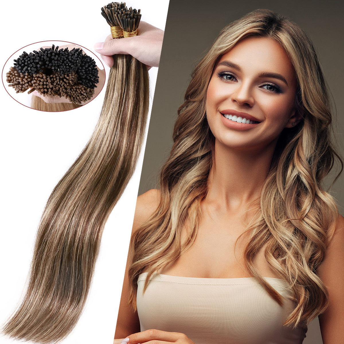 I Tip Hair Extensions Human  Highlight Remy Straight Hair Extensions