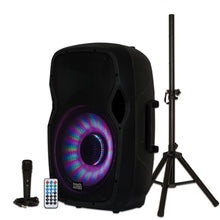 Load image into Gallery viewer, Acoustic Audio Bluetooth Flashing LED Speaker with Mic and Stand
