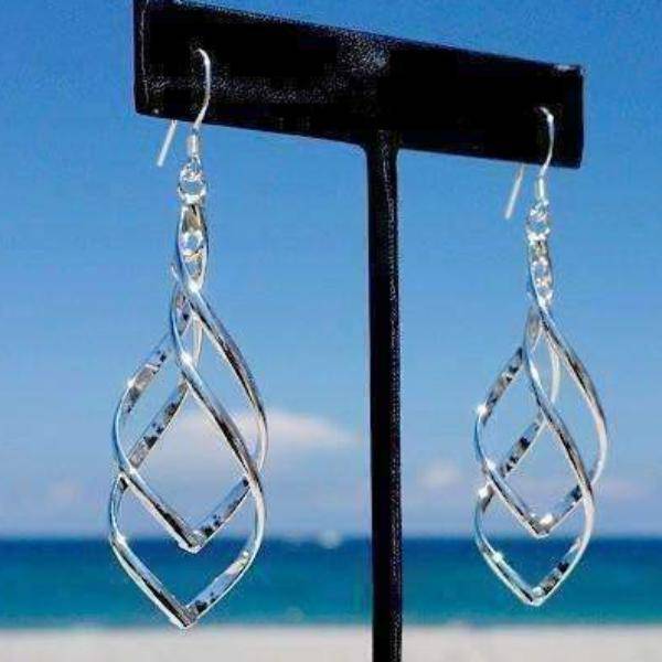 Sterling Silver Interlocking Diamond Spirals Earrings