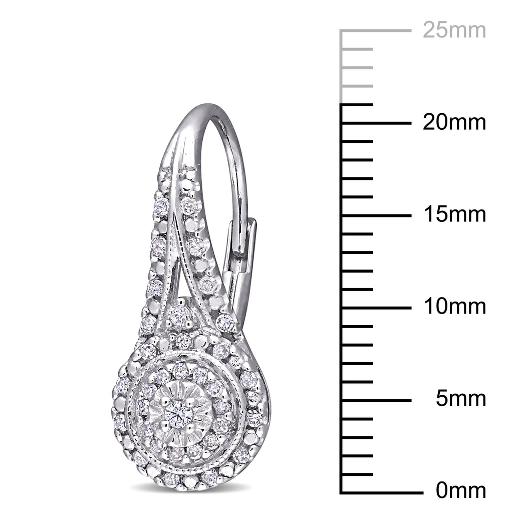 Miabella Women's 1/4 Carat T.W. Diamond Sterling Silver Double Halo Earrings