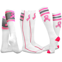Load image into Gallery viewer, TeeHee Breast Cancer Awareness Cotton Knee High Socks
