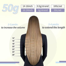 Load image into Gallery viewer, I Tip Hair Extensions Remy Human Hair 24 inch Jet Black
