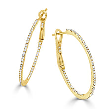 画像をギャラリービューアに読み込む, Round Hoop Earrings for Her 3/8 CTTW 14K Gold 1.25 Inches
