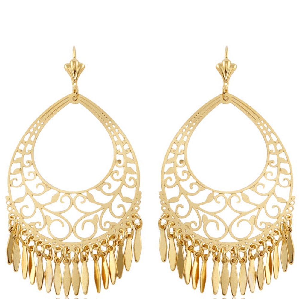 Peermont 18K Gold Plated Gold Filigree Cut-out Dangling Earrings