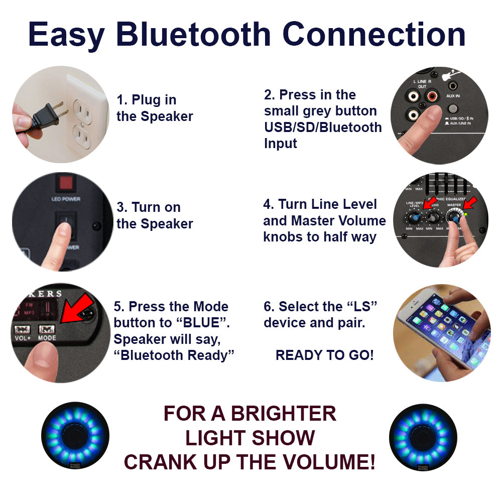 Acoustic Audio Bluetooth Flashing LED Speaker with Mic and Stand