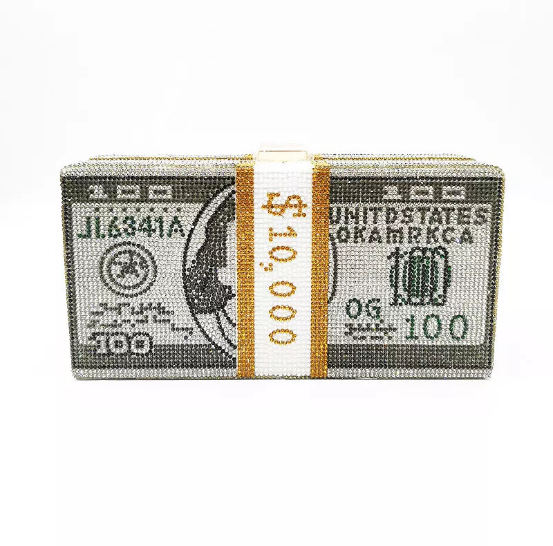 Diamond Rhinestone Bling Money Clutch Handbags
