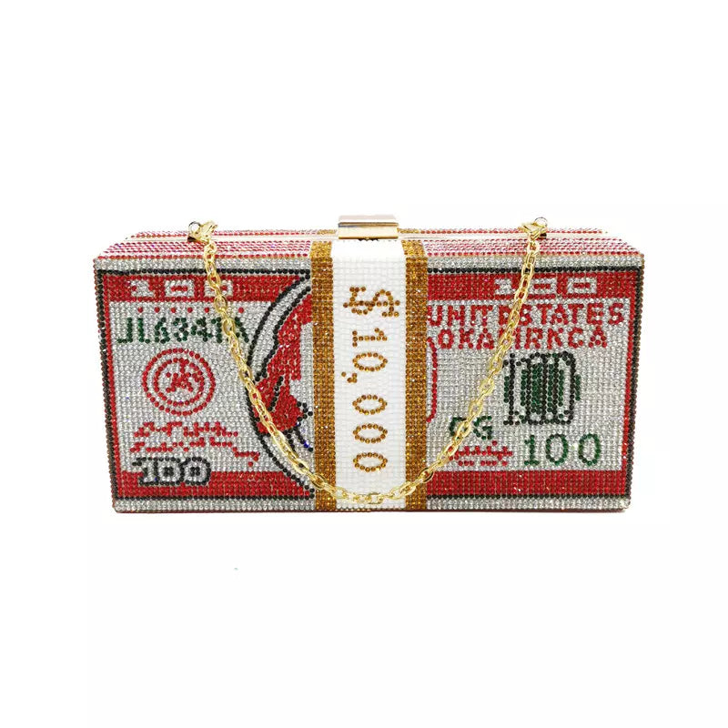 Diamond Rhinestone Bling Money Clutch Handbags