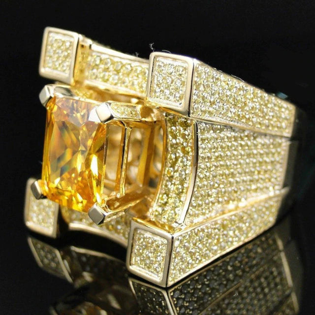 Crystal Gold Wedding Bands Zircon Stone Ring For Men Women - slvhasitall