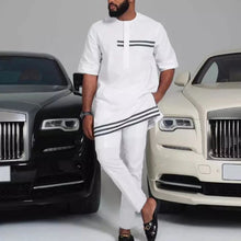 Load image into Gallery viewer, 2 Pieces Men Dashiki Long Sleeve Shirt White Trouser Set - slvhasitall

