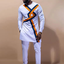Load image into Gallery viewer, 2 Pieces Men Dashiki Long Sleeve Shirt White Trouser Set - slvhasitall

