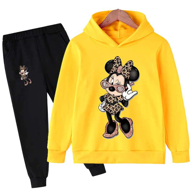 2 Piece Minnie Mouse Casual Girl Hoodies Set (Kid's Sweatsuit ) - slvhasitall