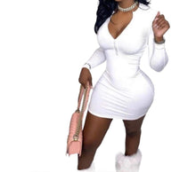 Load image into Gallery viewer, Fall Solid Sexy Long Sleeve Deep V Neck Mini Vintage Party Dresses XS /XL - slvhasitall
