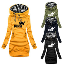 Load image into Gallery viewer, Women Casual Pika Hoodie Dress  W/ Pocket (Ladies Hoodie Dress) - slvhasitall
