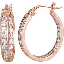 画像をギャラリービューアに読み込む, CZ 14kt Yellow Gold over Sterling Silver Hoop Earrings - slvhasitall
