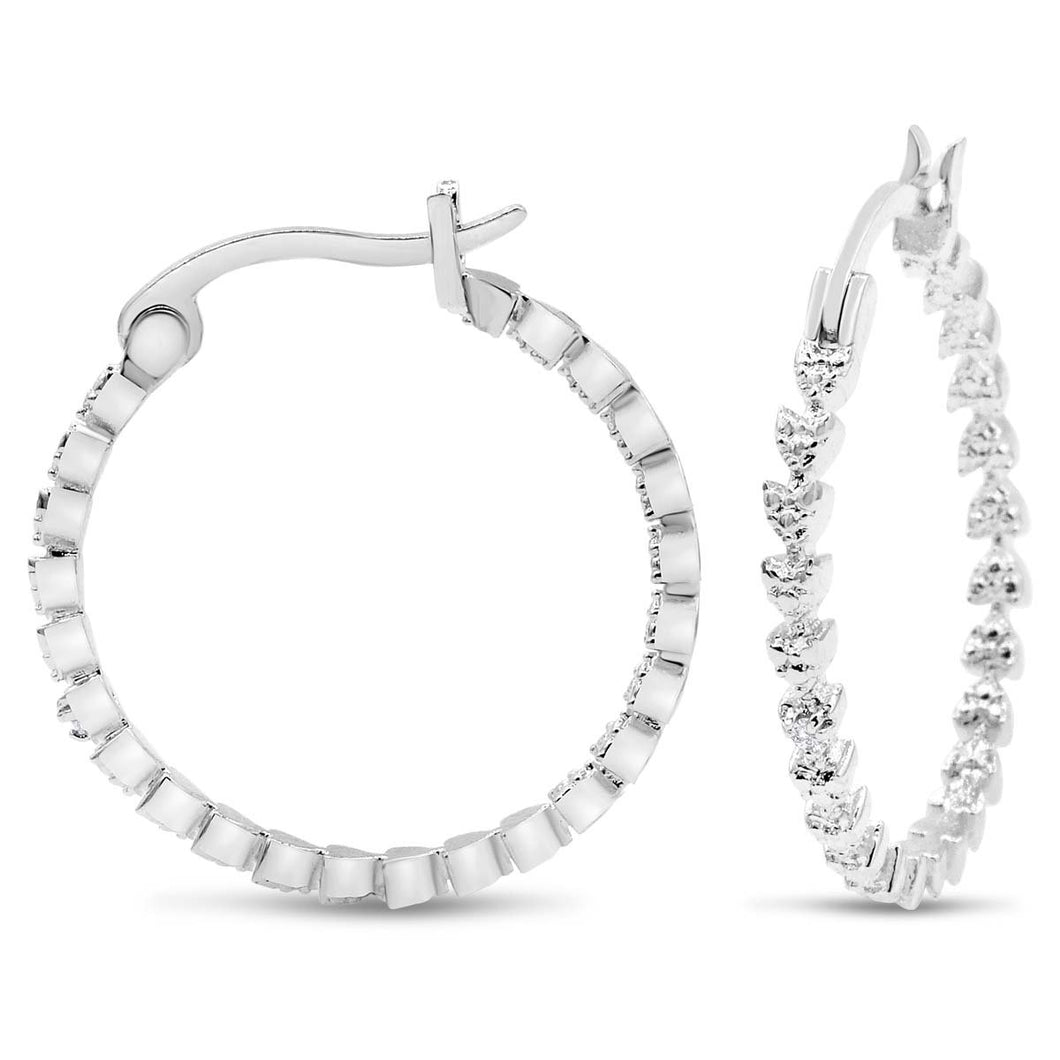 Diamond Hearts Hoop Earrings In Yellow Gold Overlay, 1 Inch For Women