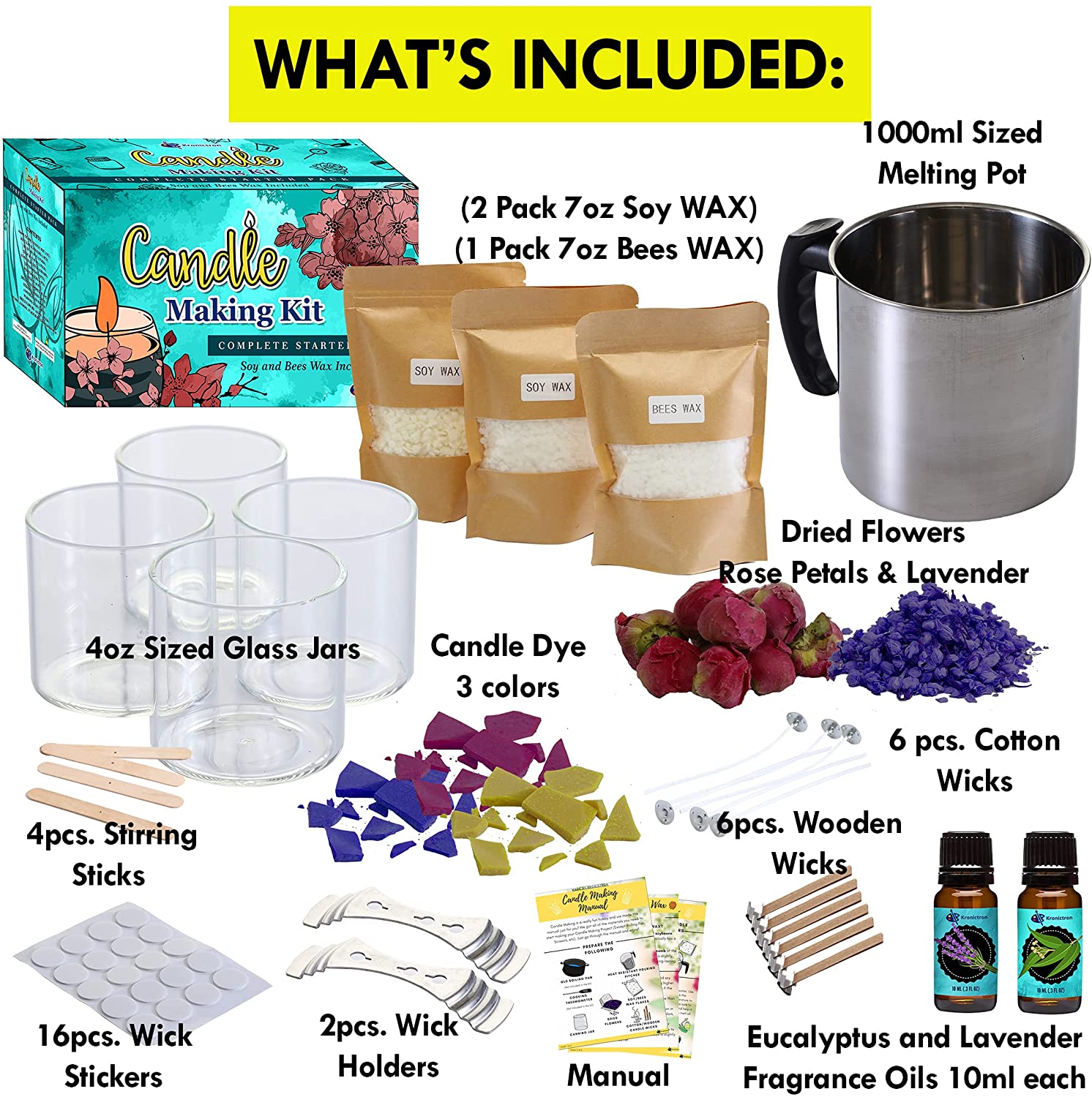 Kronictron Complete Candle Making Kit Supplies