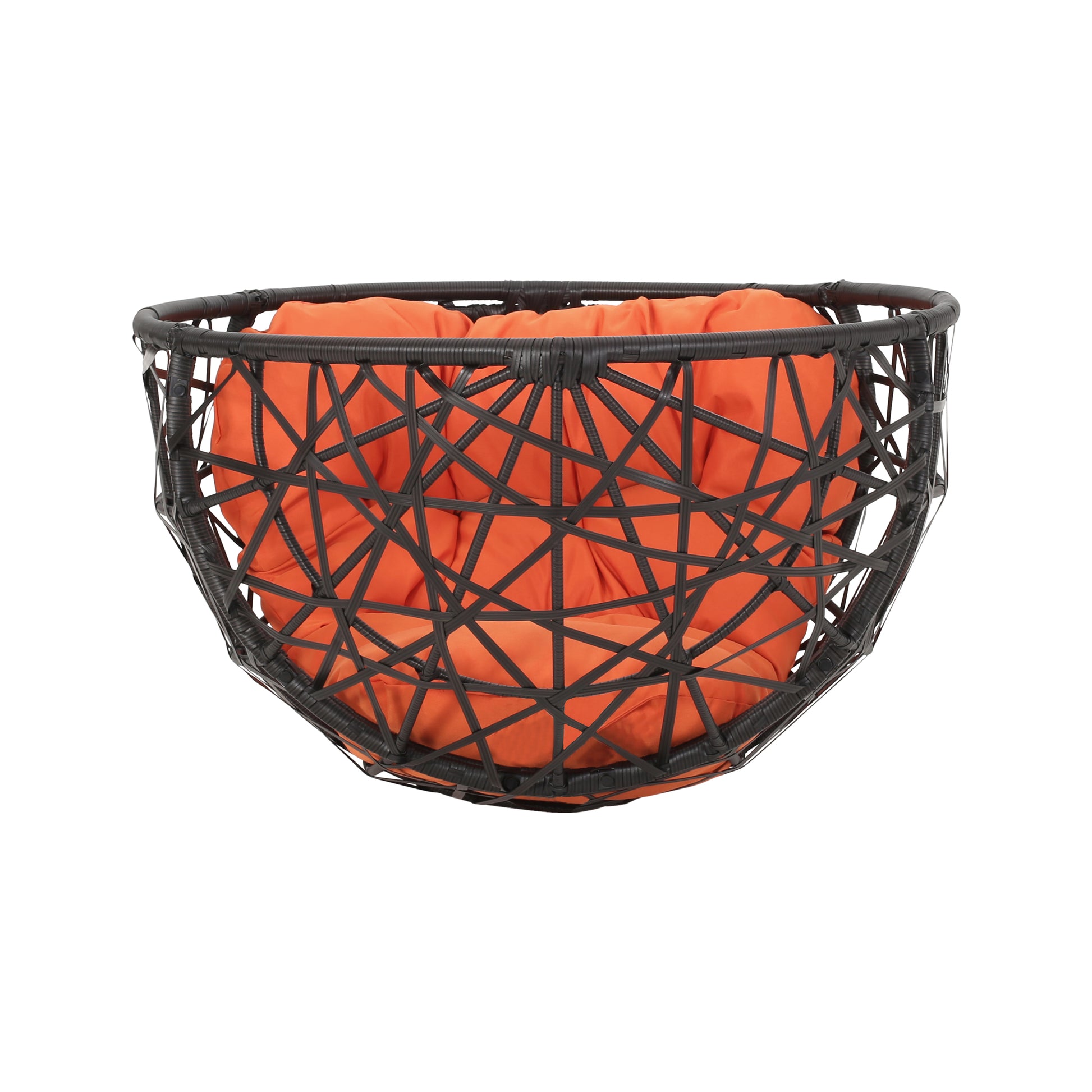 Kyahna Indoor Wicker Teardrop Chair with Cushion, Brown and Orange