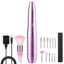 画像をギャラリービューアに読み込む, Portable Manicure Pedicure Nail File Drill Kit Set with Sanding Bands- Pink
