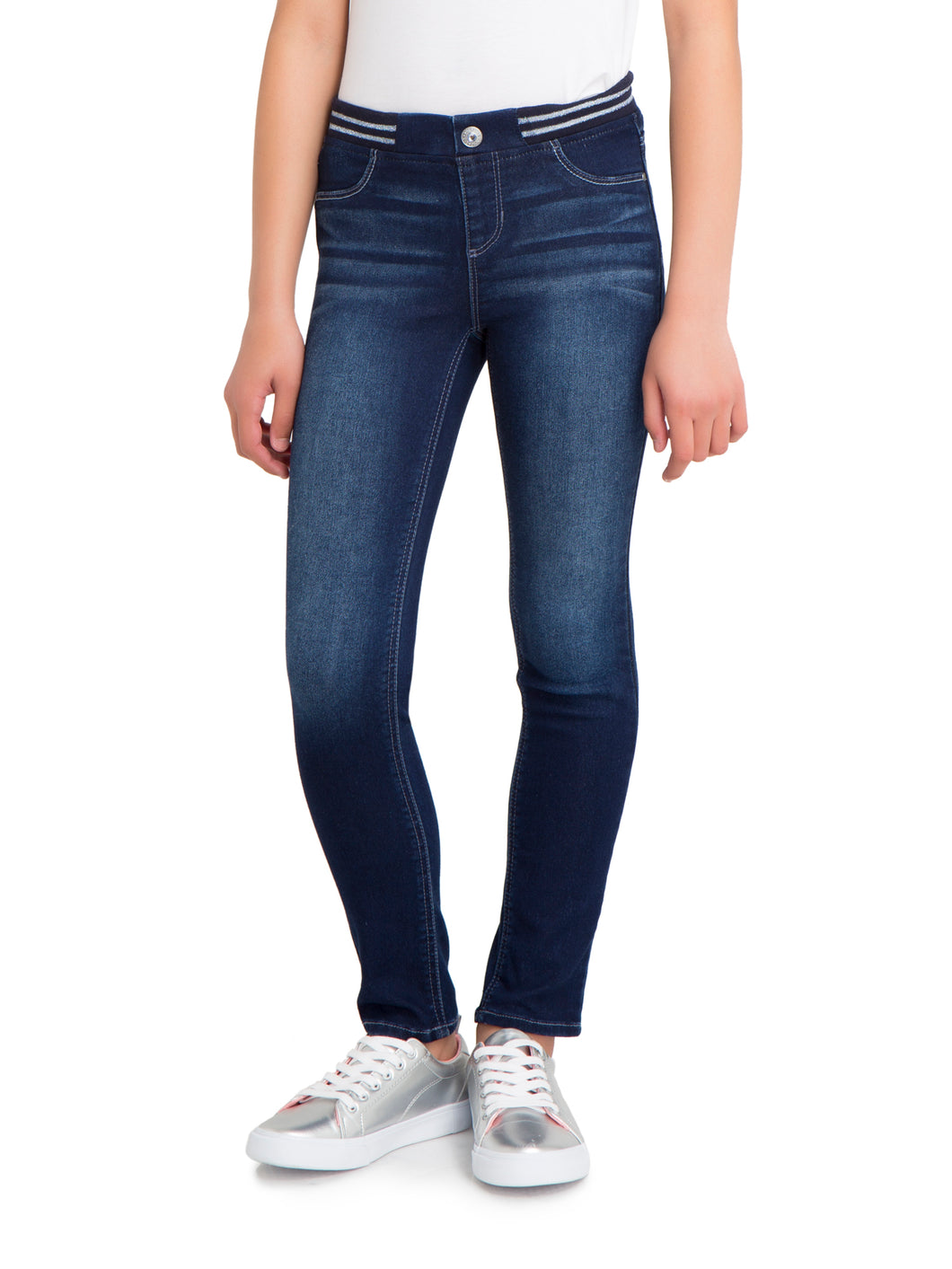 Girls Rib Waist Skinny Jeans Slim Sizes 5-18
